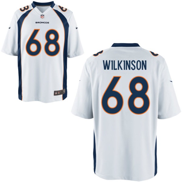 Nike Men's Denver Broncos Game White Jersey WILKINSON#68