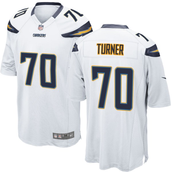 Nike Men's Los Angeles Chargers Game White Jersey TURNER#70