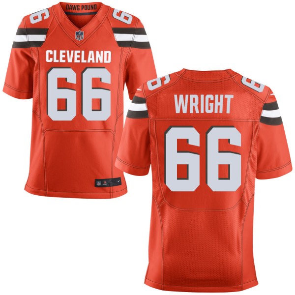 Men's Cleveland Browns Nike Orange Alternate Elite Jersey WRIGHT#66